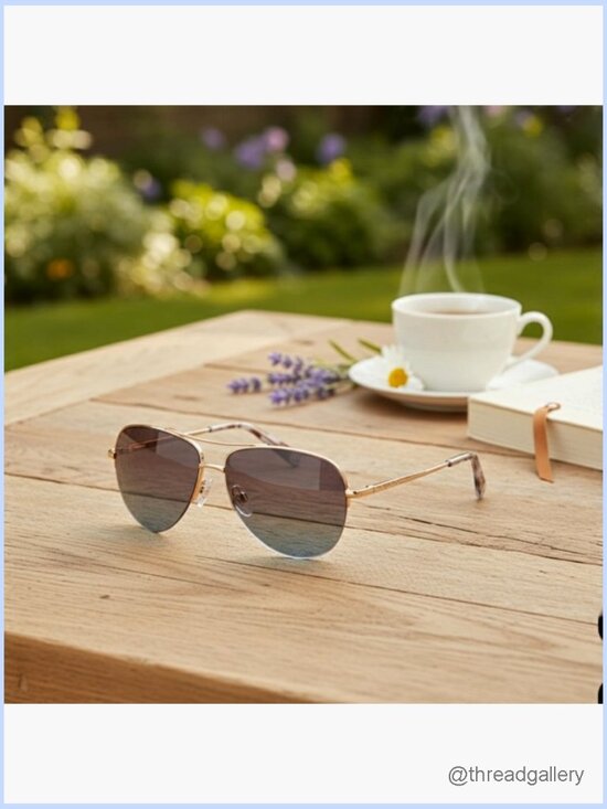 Women\'s Aviator Half-Rim Sunglasses UV400 Protection 57mm main image 7